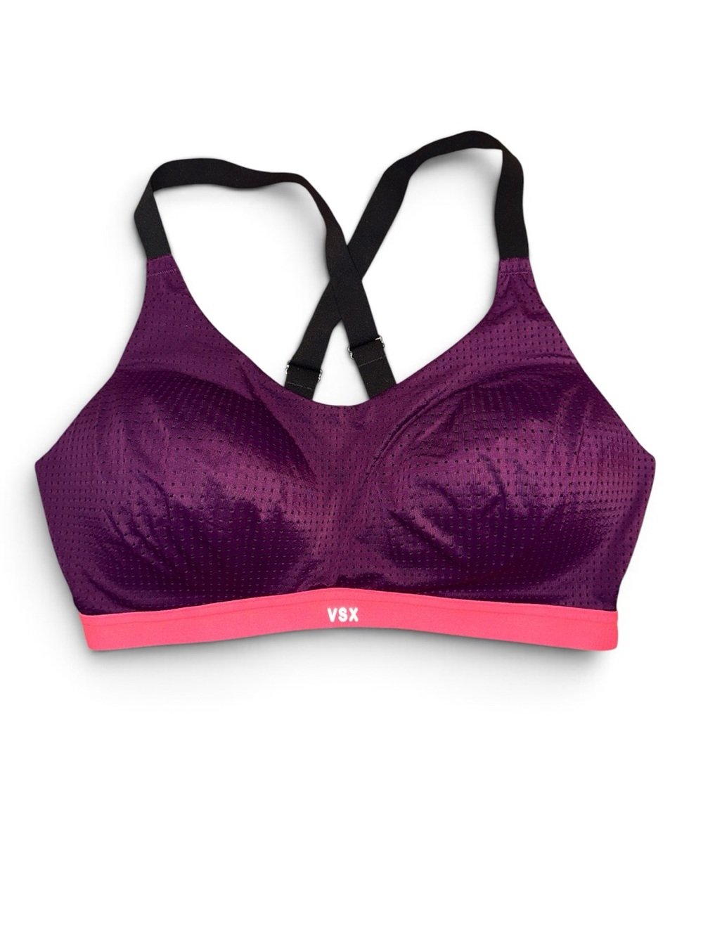 VSX Purple Sports Bra with Pink Band and Black Straps EUC